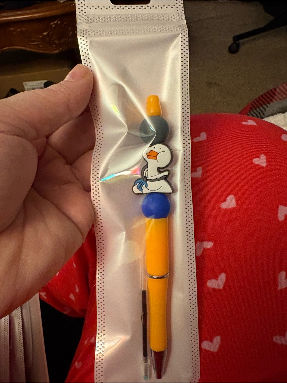 Cute Yellow Kids Pen with Duck Charm